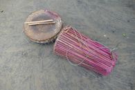 Top view of traditional percussion instruments Tamak and Tumdak from Bangladesh.