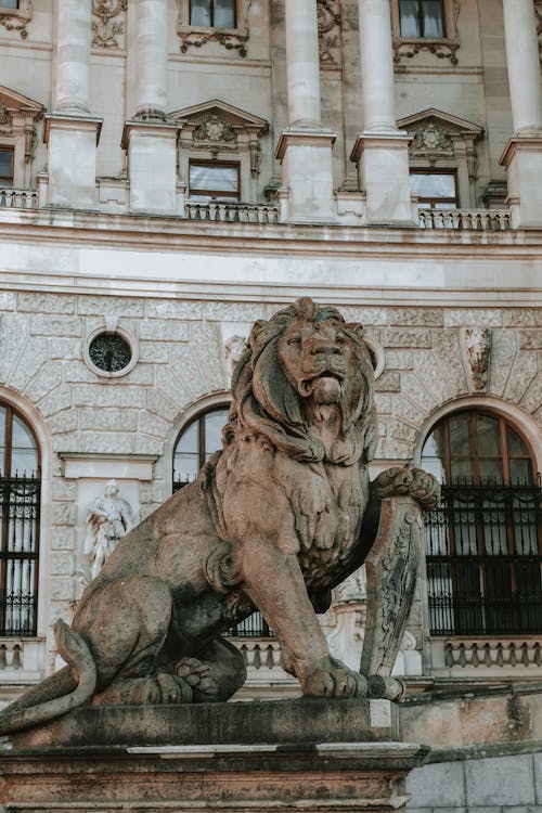 Lion Monument by Entrance to Hofburg Palace in Vienna, Austria