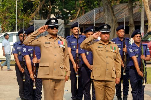 Free Salute of Bangladesh Police Stock Photo