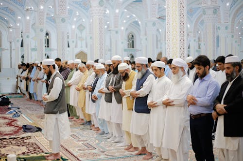 Free People Praying in Mosque During Ramadan, Iran Stock Photo