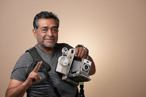 Man with Retro Camera
