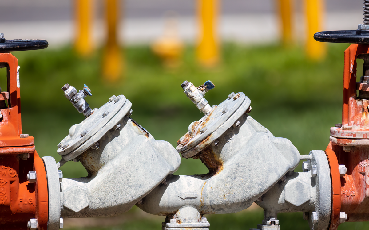 Backflow prevention assembly in service
