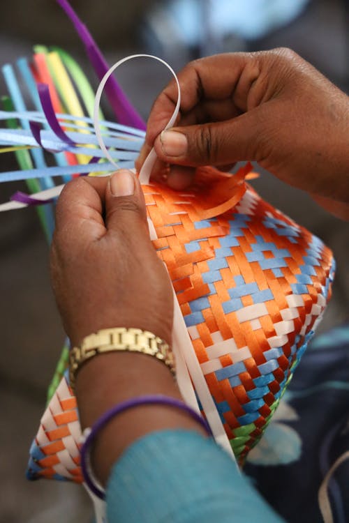 Woman Hands Making Basket