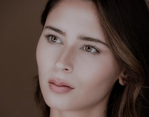 Close-up of Beautiful Young Woman Face