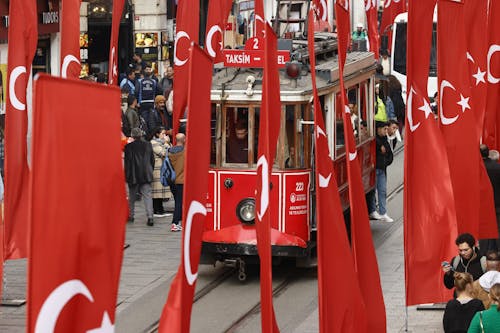 Foto d'estoc gratuïta de avinguda istiklal, bandera, bandera de gall dindi