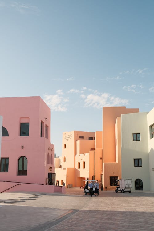 Pastel Colored Buildings under Clear Sky