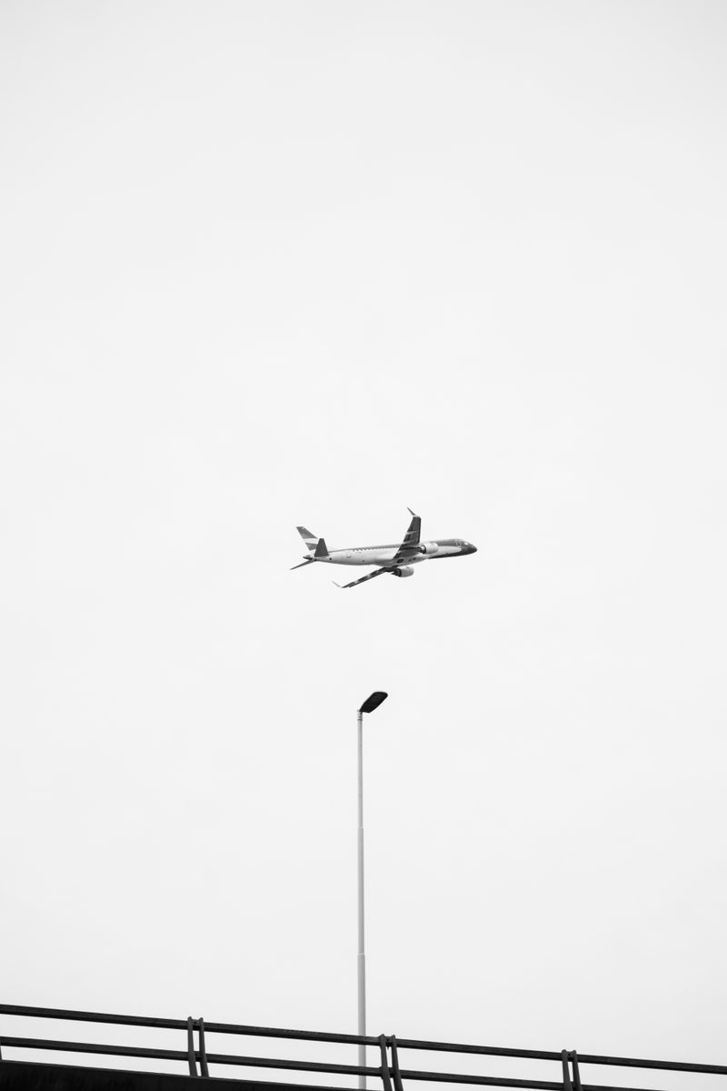A Grayscale of an Airplane in the Sky · Free Stock Photo