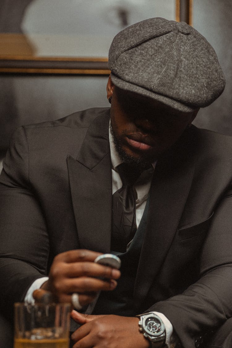 Elegant Man Drinking Whisky 