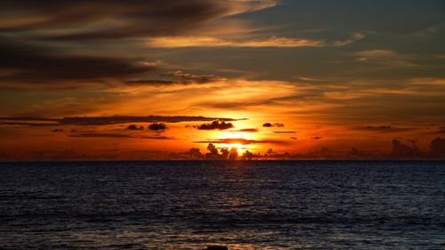 Free Captivating sunset view over the ocean in Sabang, Aceh, Indonesia, with vibrant colors and tranquil waters. Stock Photo