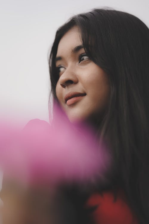 Smiling Woman with Black Hair