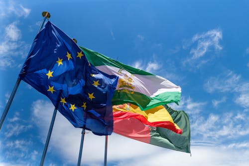 Low Angle View of Flags 