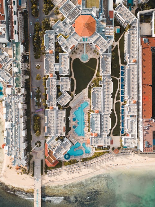 Top View of a Hotel Complex by the Beach 