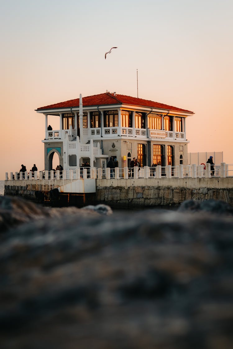 Building On Sea Shore Under Morning Sky