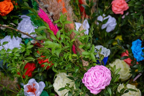 Flower Arrangements Made for a Palm Sunday before Easter 