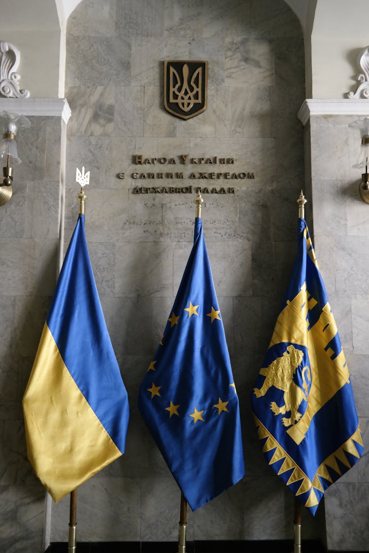 Ukraine And UE Flags