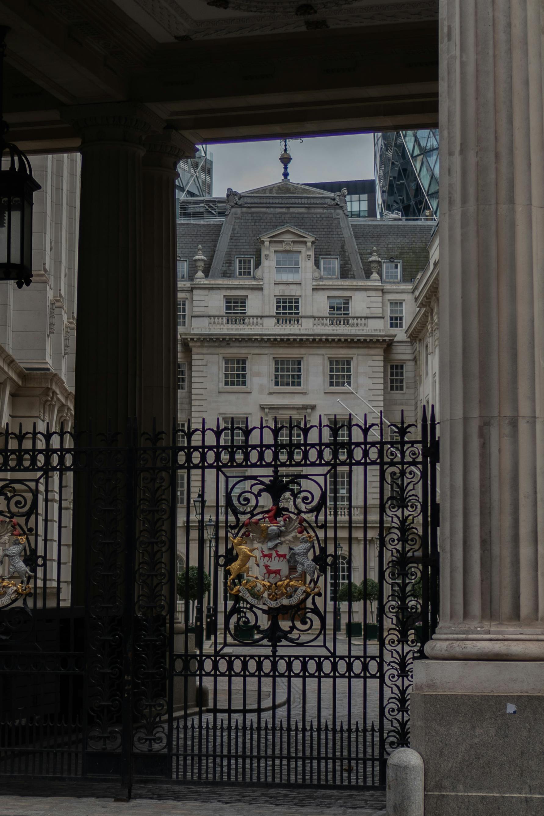Historic Bank of England building facade