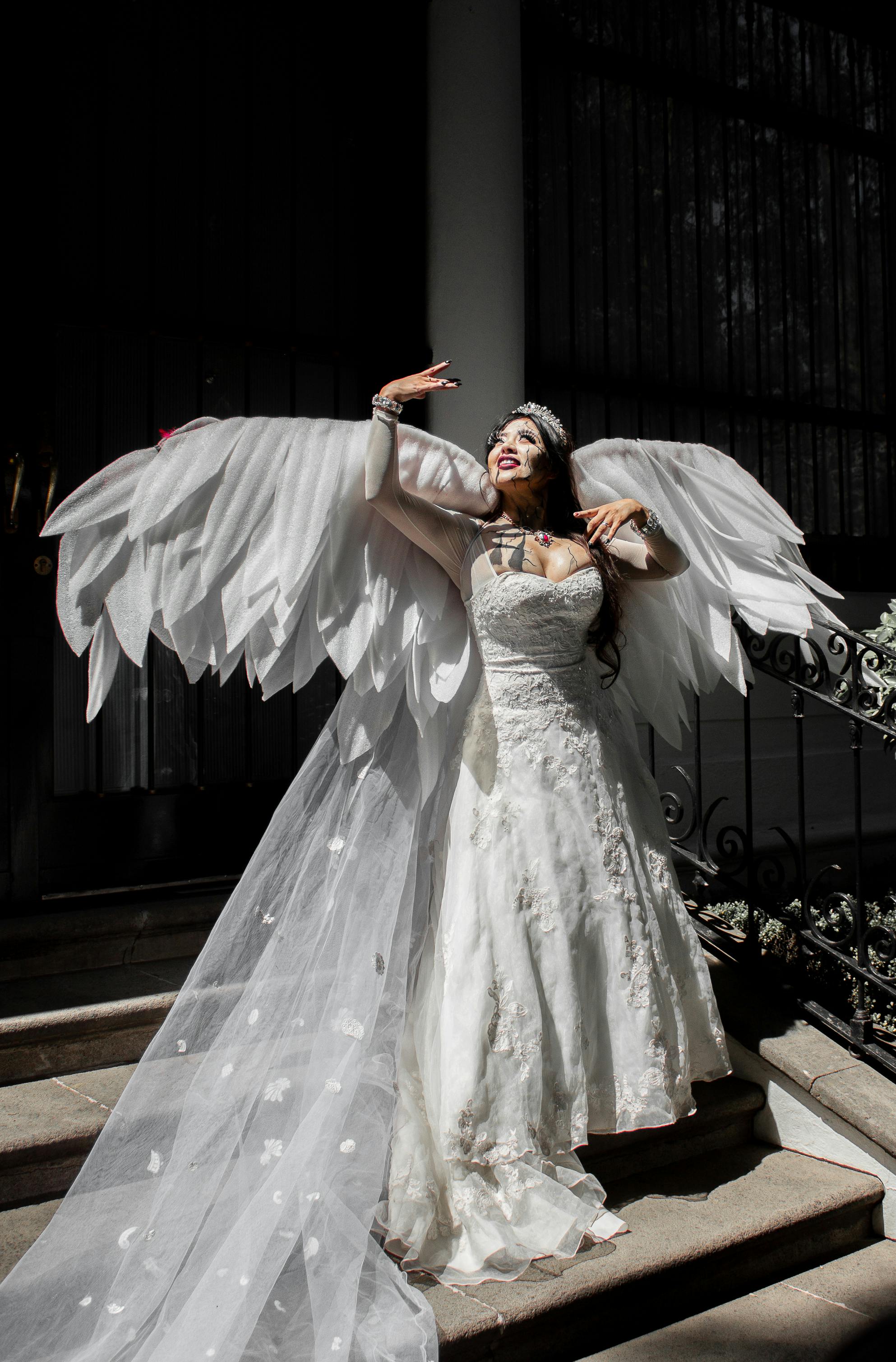 bride with angel wings