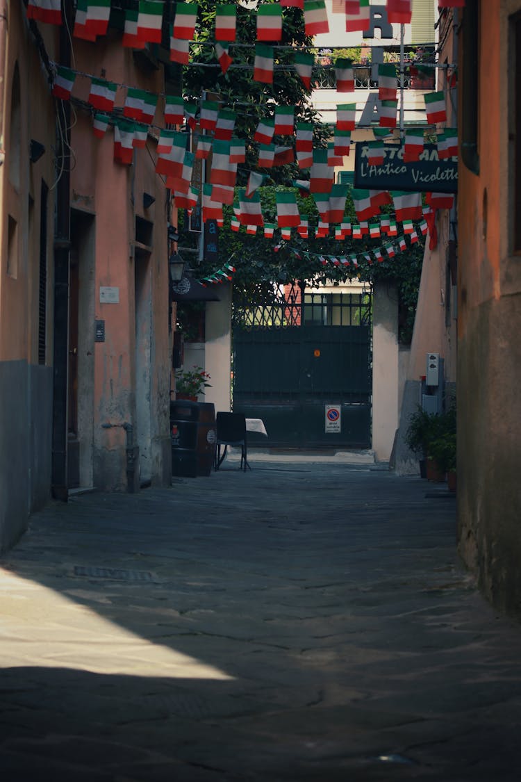 Italian Flags In Alley