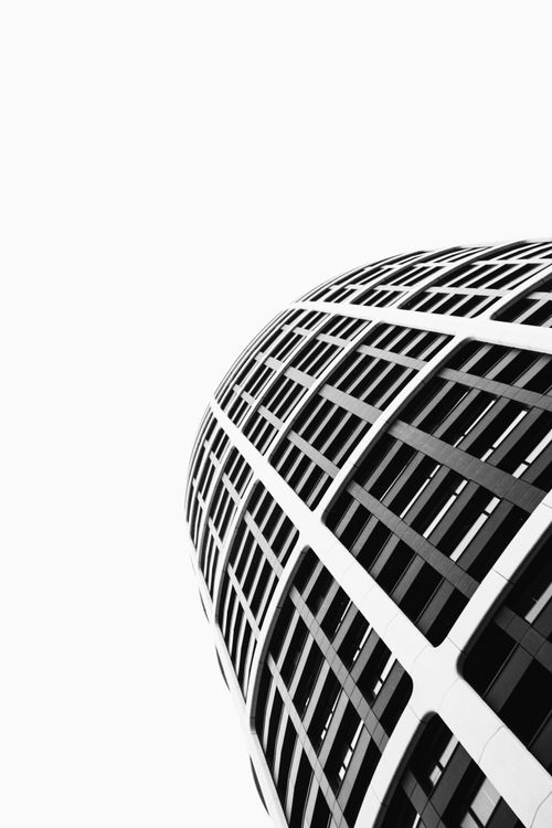 Free Low angle black and white shot of contemporary architecture in Bratislava. Stock Photo