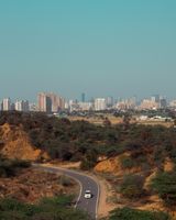 Gurugram's skyline under clear skies