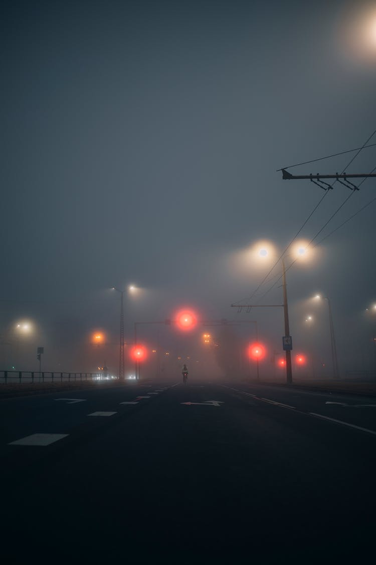 Fog Over Street At Night