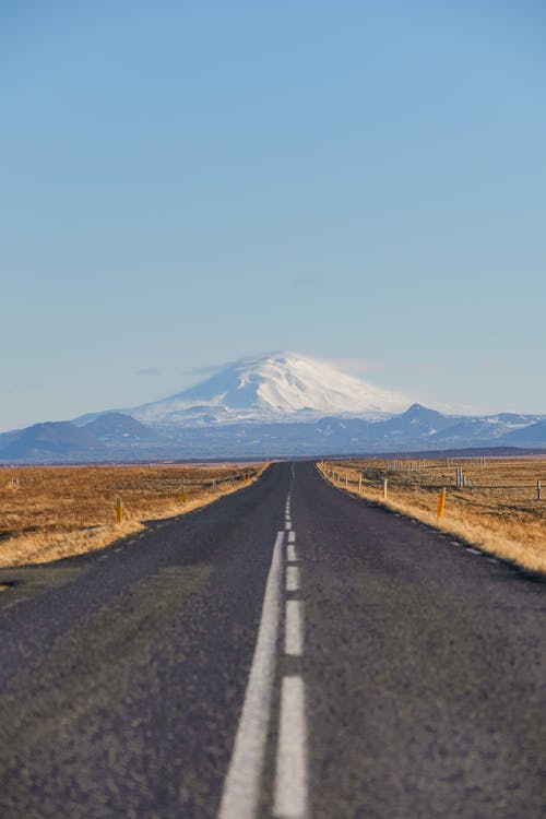 Clear Sky over Empty Road on Wasteland