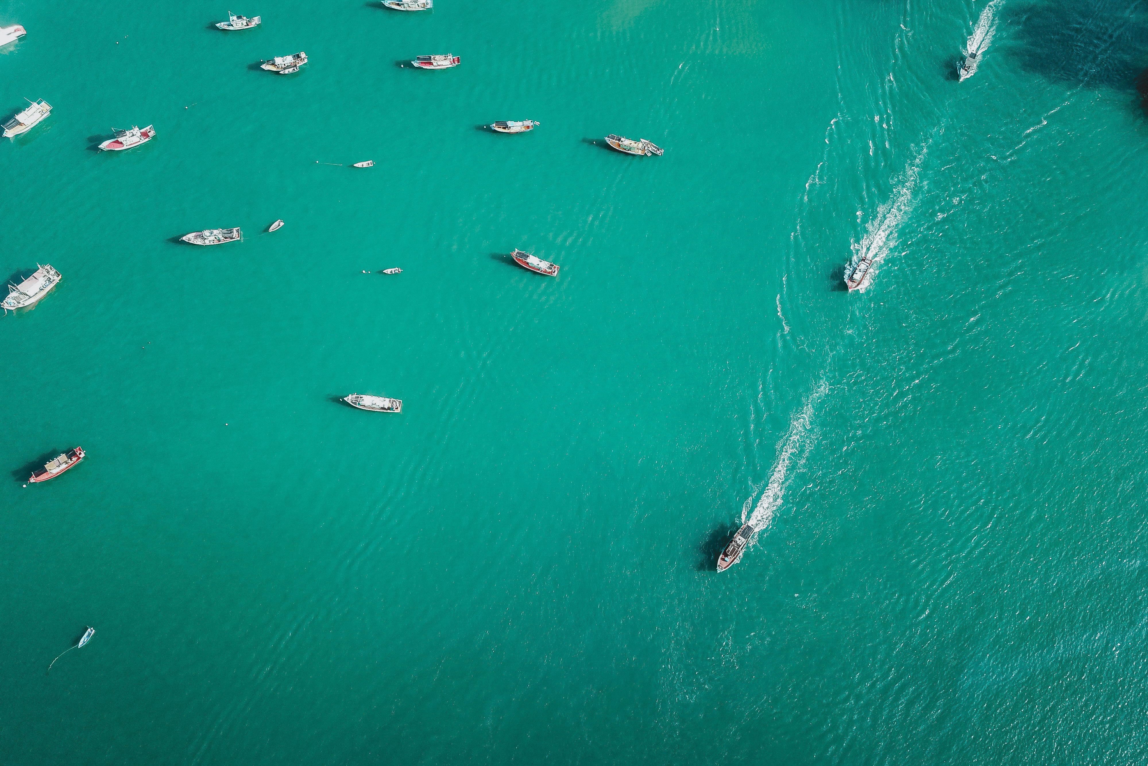Top View of Boats on Turquoise Water · Free Stock Photo
