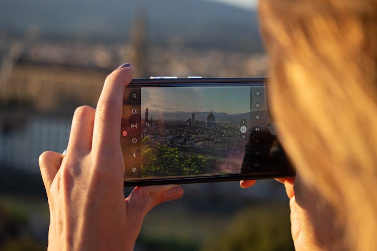 Woman Photographing Florence Cityscpe, Italy