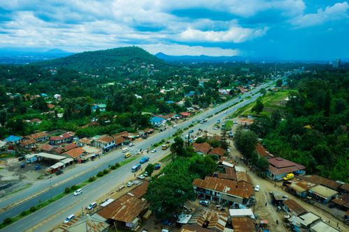 Free Aerial view of Arusha, Tanzania showcasing scenic landscapes and urban life. Stock Photo