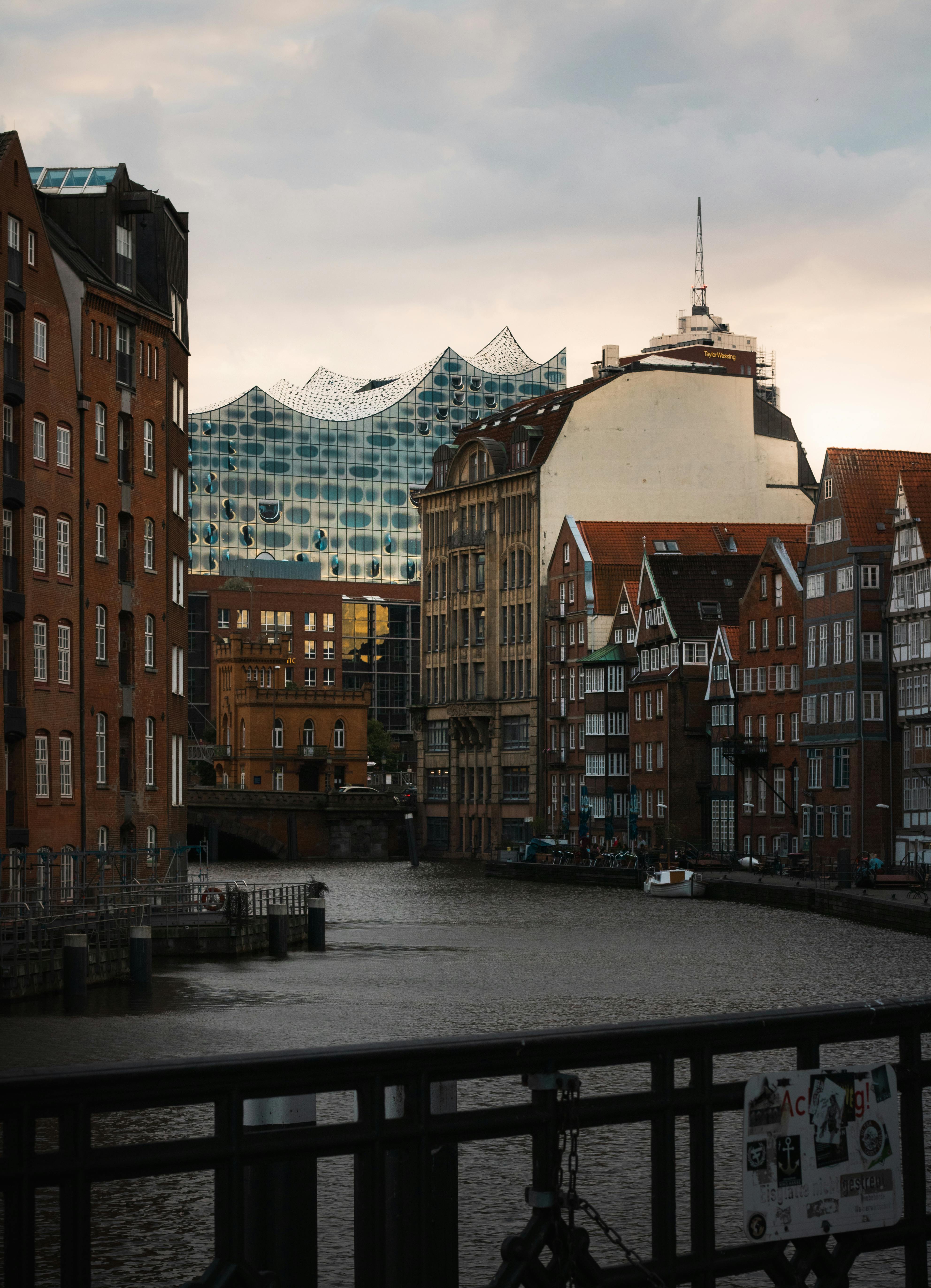 a view of a city with buildings and a river