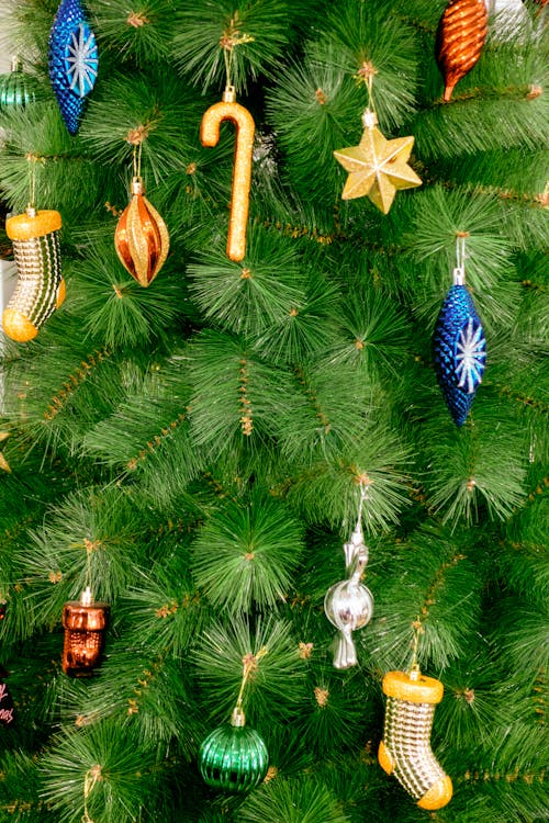 Free Close-Up Photo of Christmas Tree With Ornaments Stock Photo