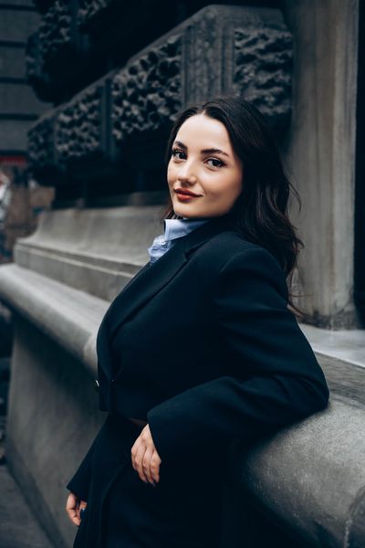 Portrait of a confident businesswoman in a stylish suit