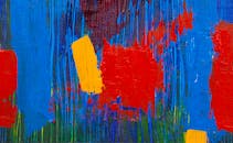 这幅大胆的抽象画作，色彩与纹理生动，展现了现代艺术风格