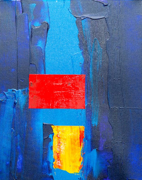 Синяя, красная и желтая абстрактная живопись