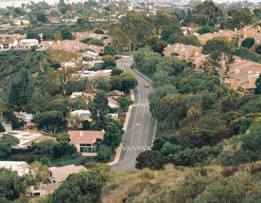 Carmel Valley residential community and rolling hills