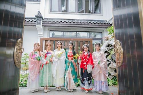 Group of Women in Hanfu Dresses 