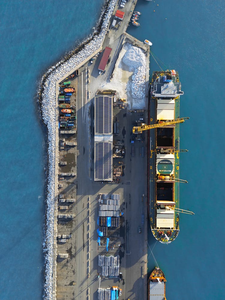 Crane And Ship In Port