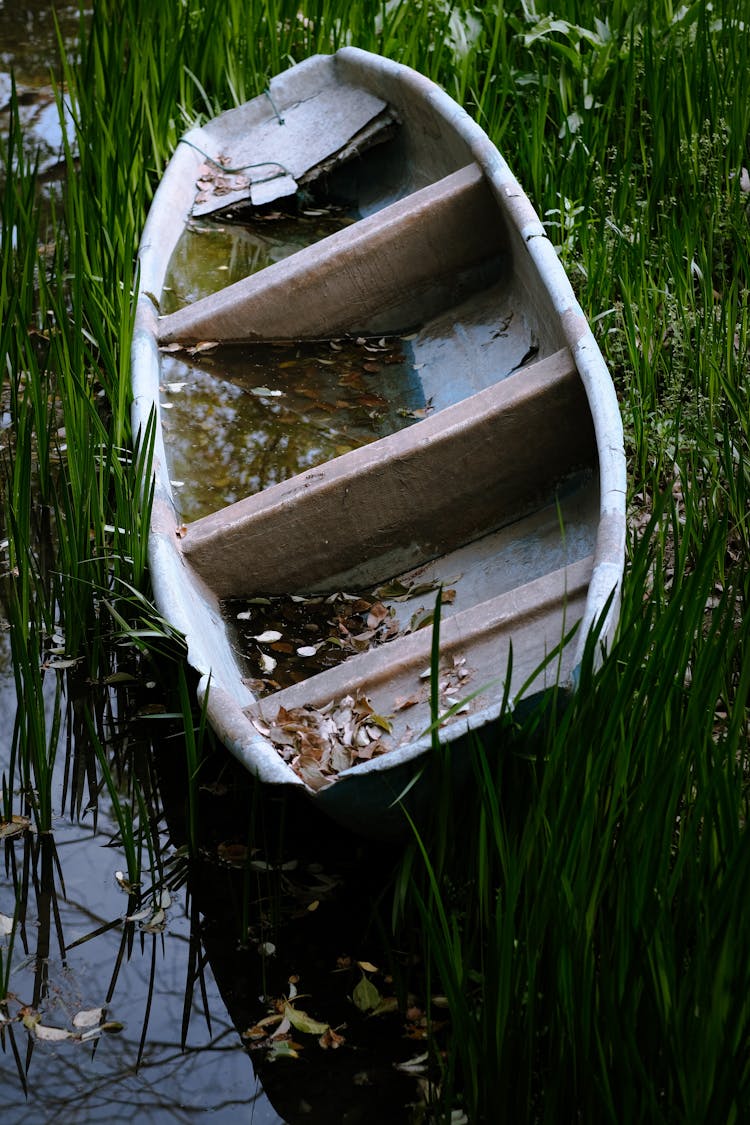 Abandoned Wooden Rowboat