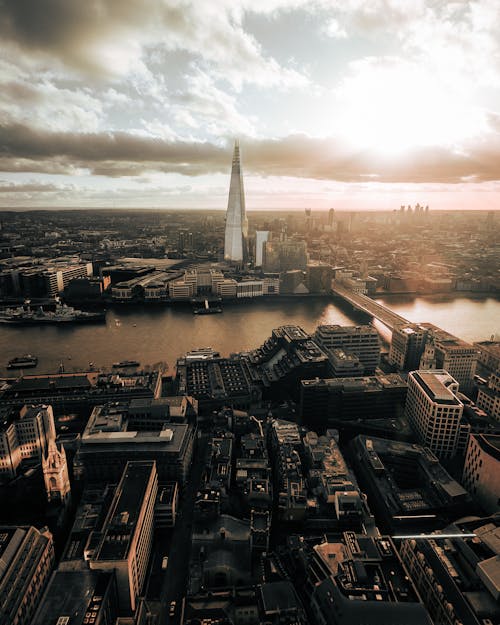 The shard and the thames river in london, england