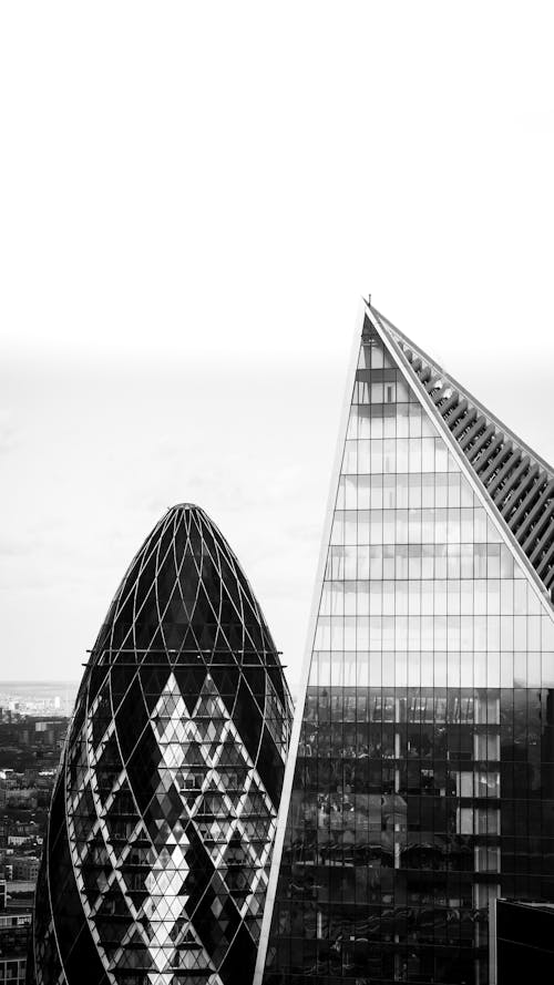 30 St Mary Axe Skyscraper in Black and White