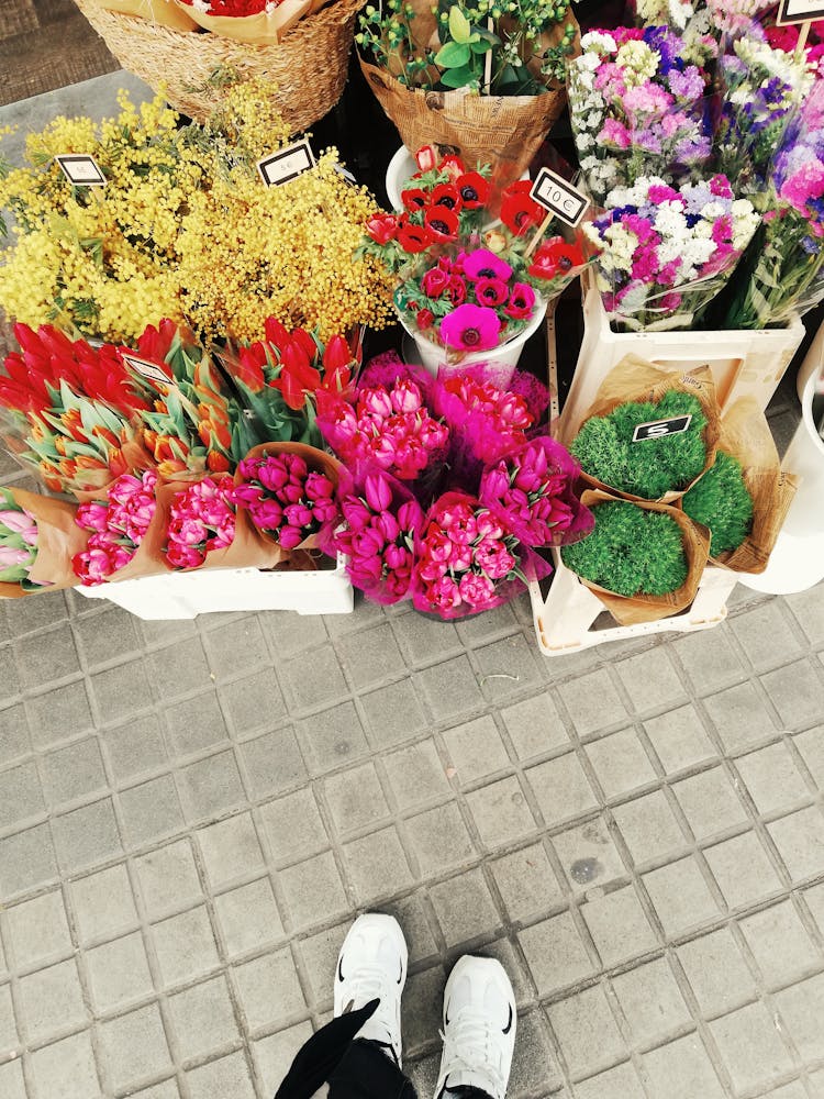 Flower Bouquets At A Florist Store 