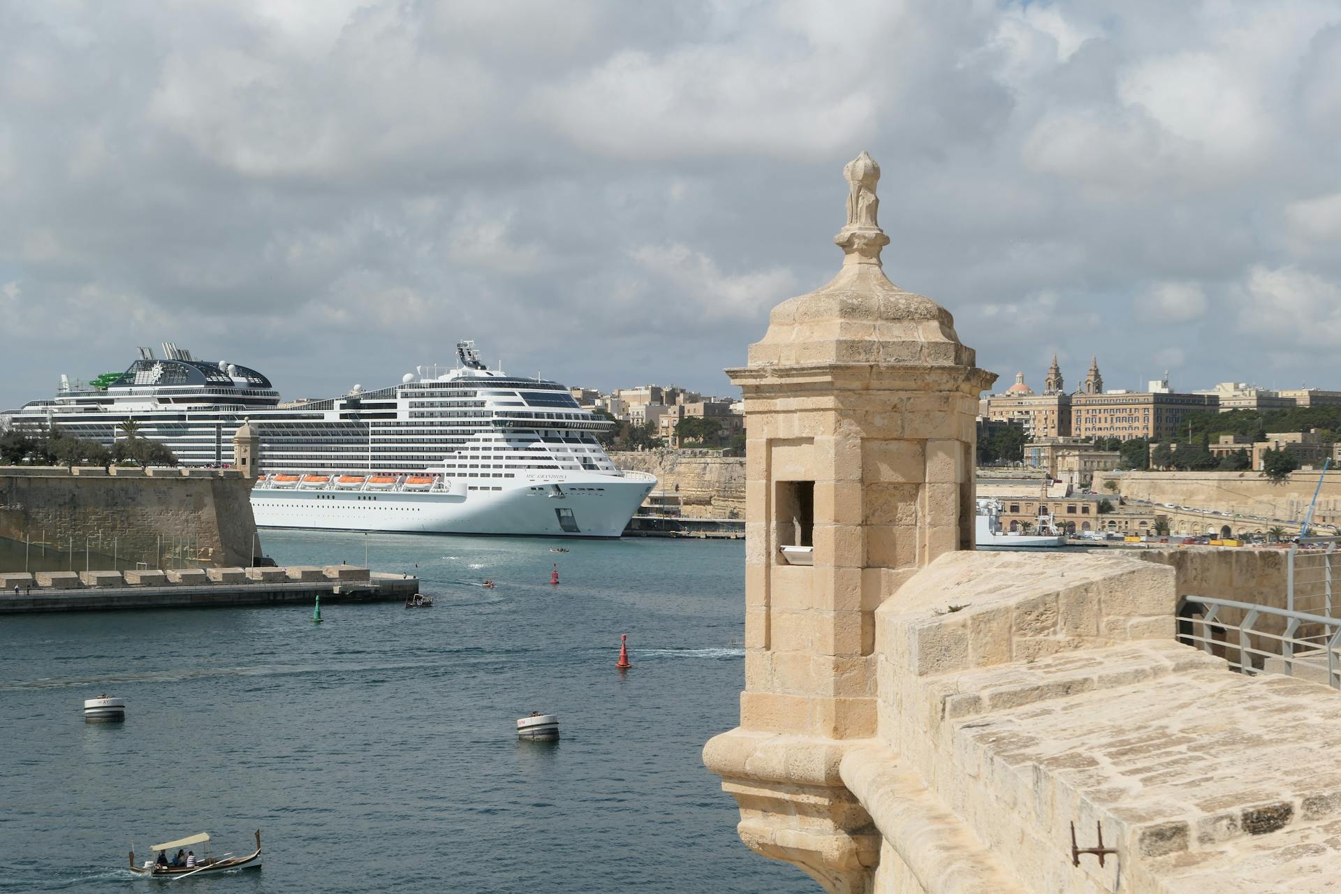 Photo of a Harbor with a Cruise Ship