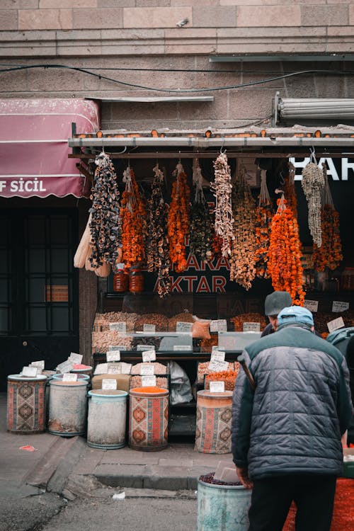 A Stall with Food at the Urban Marketplace 