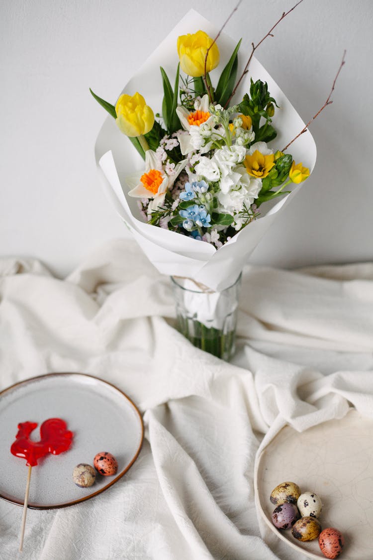 Bouquet Of Flowers In Glass