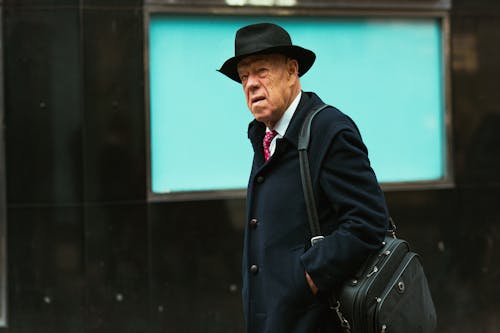 Elderly Man with Hat and Coat