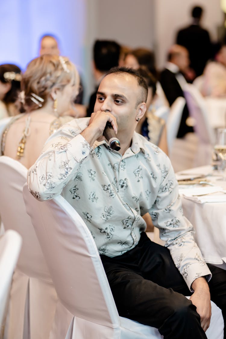 Man With Microphone On Wedding Ceremony