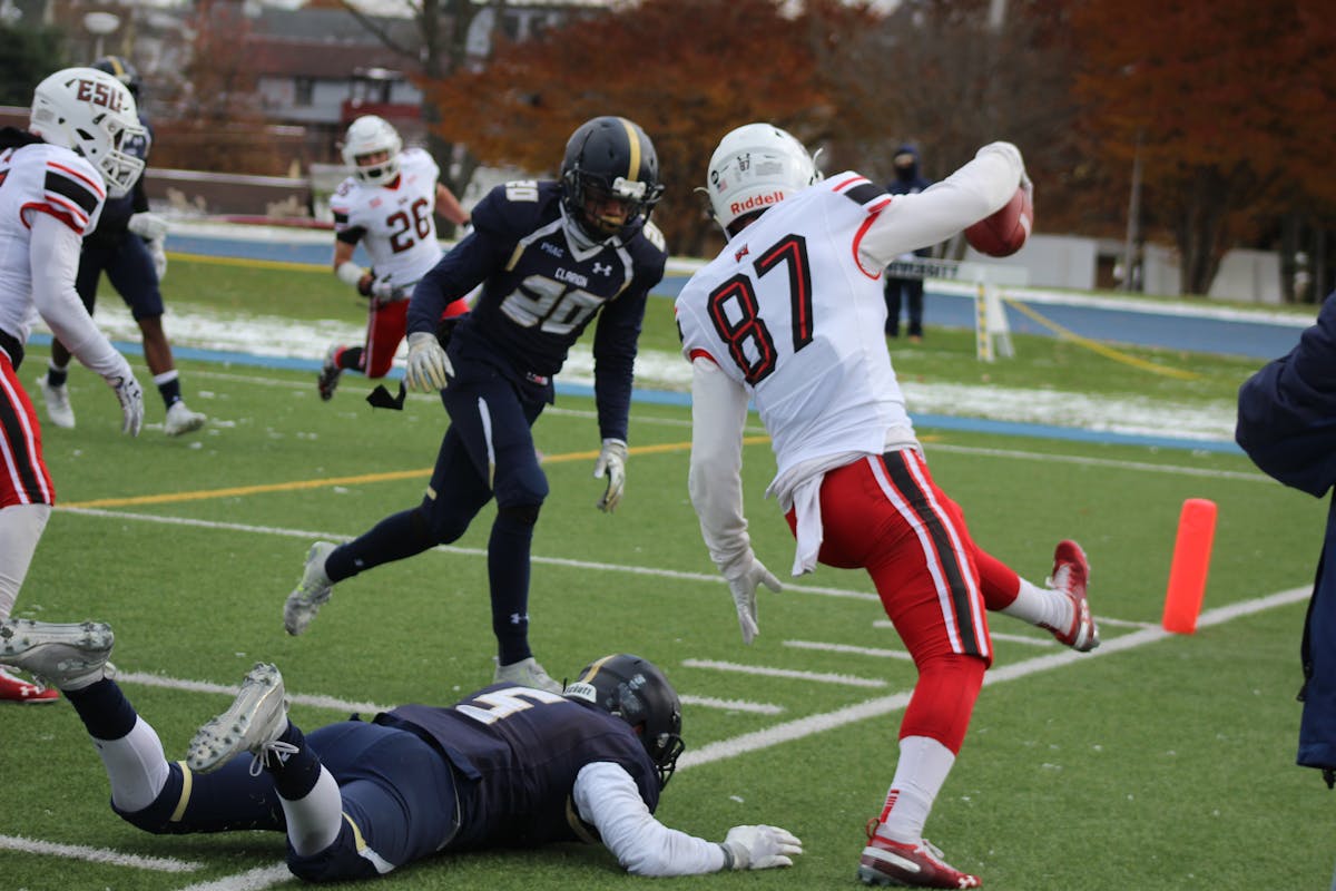 Halftime show performance with lights on a football field