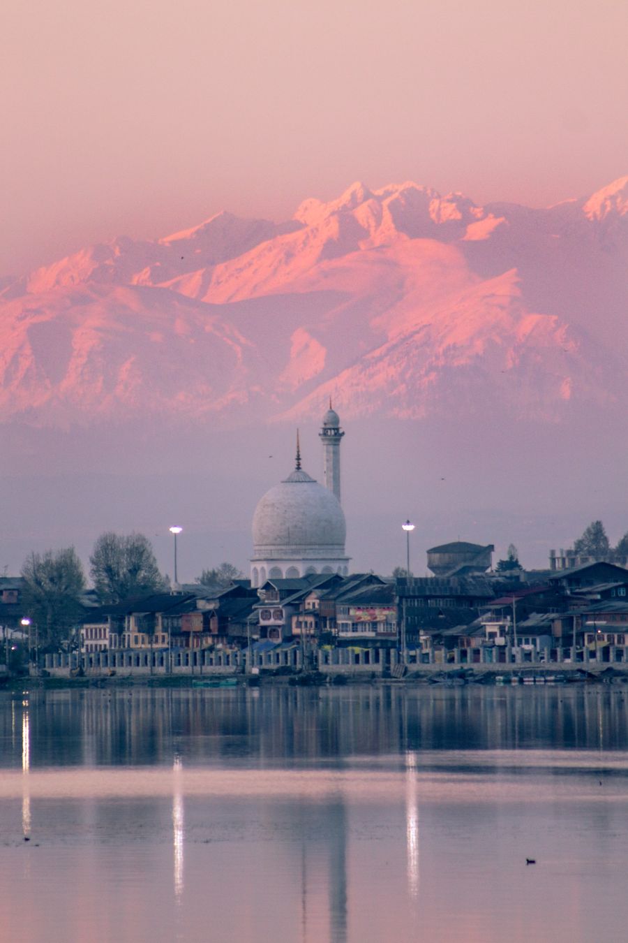 Hazratbal Shrine at sunset, Srinagar