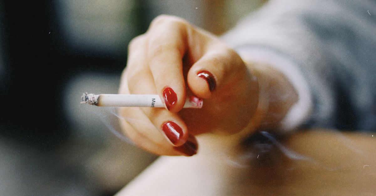 cigarette nails Marlboro & Newport Close-up of Woman with Red