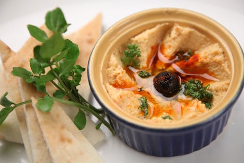 Free Fresh Hummus And Pita Bread Stock Photo